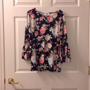 Navy Floral DJ Layering Top